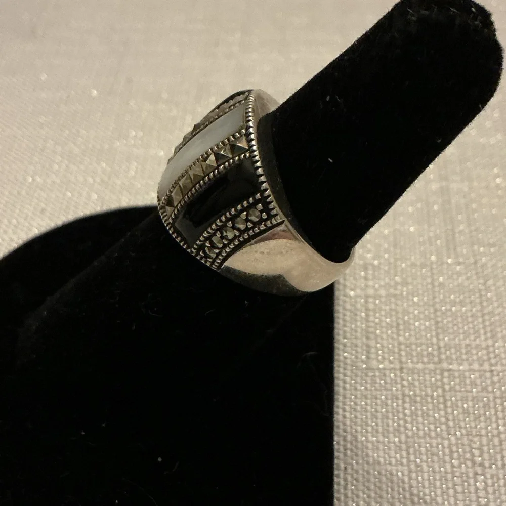 Black Onyx and Marcasite Ring